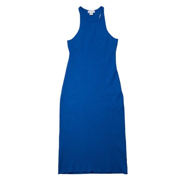 House Of Harlow 1969 Lux Essentials Knit Tank Dress M Blue Cutout Midi Bodycon - Picture 11 of 11
